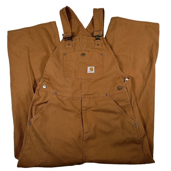 Carhartt Other - Carhartt bib overalls Work tan brown duck 14 kids boys ox8603-b pants coverall
